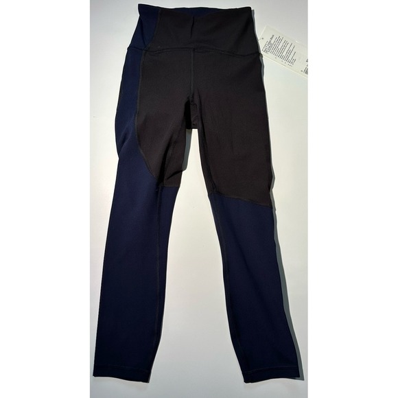 lululemon athletica Pants - Lululemon Nulu Colour Block HR Crop 23" Womens SZ 0 Blue and Black